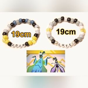 Hazbin Hotel 'Adam' And 'Lute' Inspired Handmade Kandi Beaded Bracelet Set